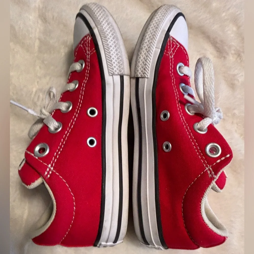 Converse Kids Chuck Taylor Red Black White Canvas Tennis Shoes Sneakers